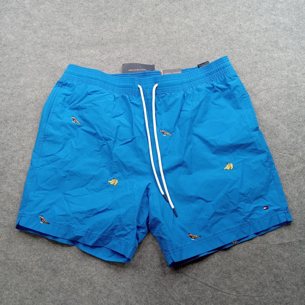 Tommy Hilfiger Swim Trunks‎ Mens 2XL Blue 6.5" Inseam Banana Parrot Print Short